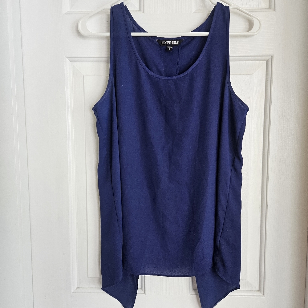 Express Women's Blue Sleeveless Split Back Top
